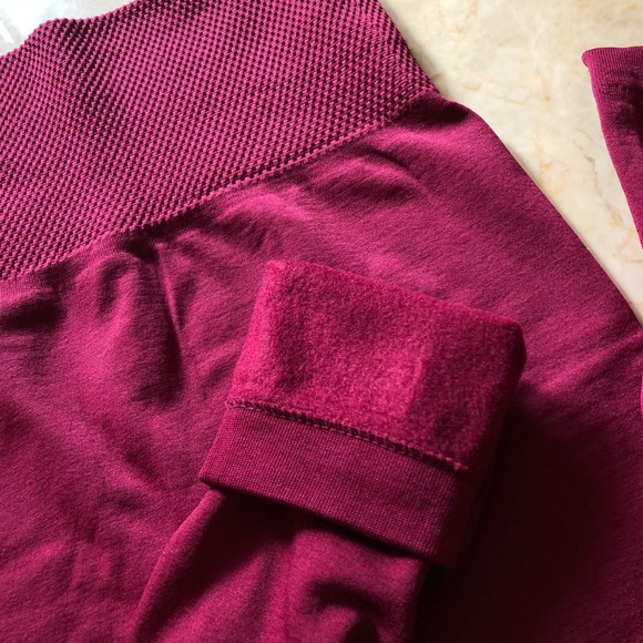 Burgundy Thick Band Leggings NWOT - Picture 3 of 8